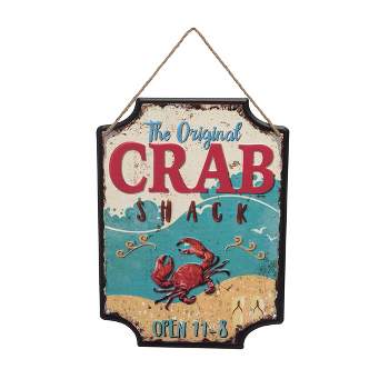 Beachcombers Original Crab Shack Metal Sign Wall Home Decor Coastal Nautical Sea Life 10.83 x 14.96 x 0.16 Inches.