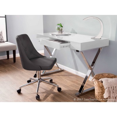 White Wood Contemporary Home Office Desk with Drawer