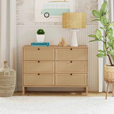 eLite Margot 6-Drawer Dresser Honey