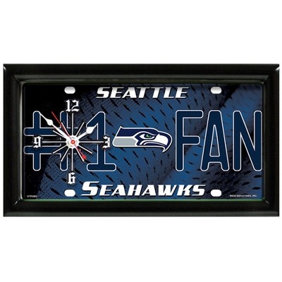 NFL Wall/Desk Analog Clock, #1 Fan with Team Logo - Seattle Seahawks