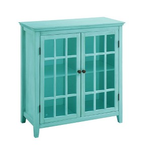 Largo Antique Turquoise Double Door Cabinet Turquoise - Linon