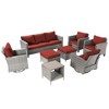 Sonkuki 8-Piece Patio Conversation Set with Swivel Rocking Chair and Side Table, Navy Blue Cushion - 2 of 4