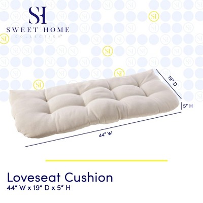 Cream Tufted Outdoor Loveseat Cushion with Polyester Fill