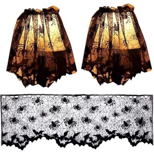 3Pcs Halloween Lamp Shade Cover Black Lace Spider Web Lampshade Cover Topper Scarf for Halloween Lamp Decorations - 1 of 3