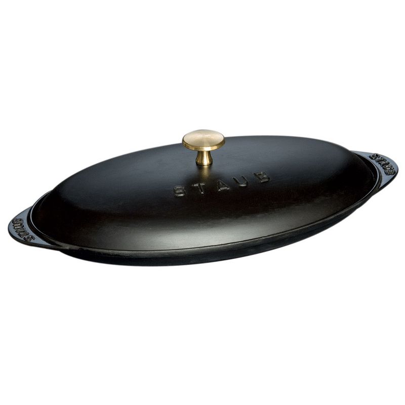 Staub Cast Iron 14.5-inch x 8-inch Covered Fish Pan - Matte Black, 1 of 5