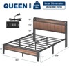 Lusimo Bed Frame Queen Upholstered Platform Bed with Storage Headboard and Charging Station - 3 of 4