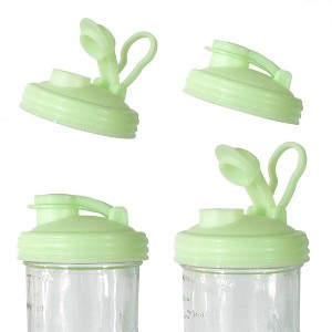 reCAP Mason Jar Pour Lid with Foldout Carry Loop | Wide Mouth | Glow Green | Leak-Proof Seal | 4-Pack | USA Made | Jar Not Included - 1 of 4