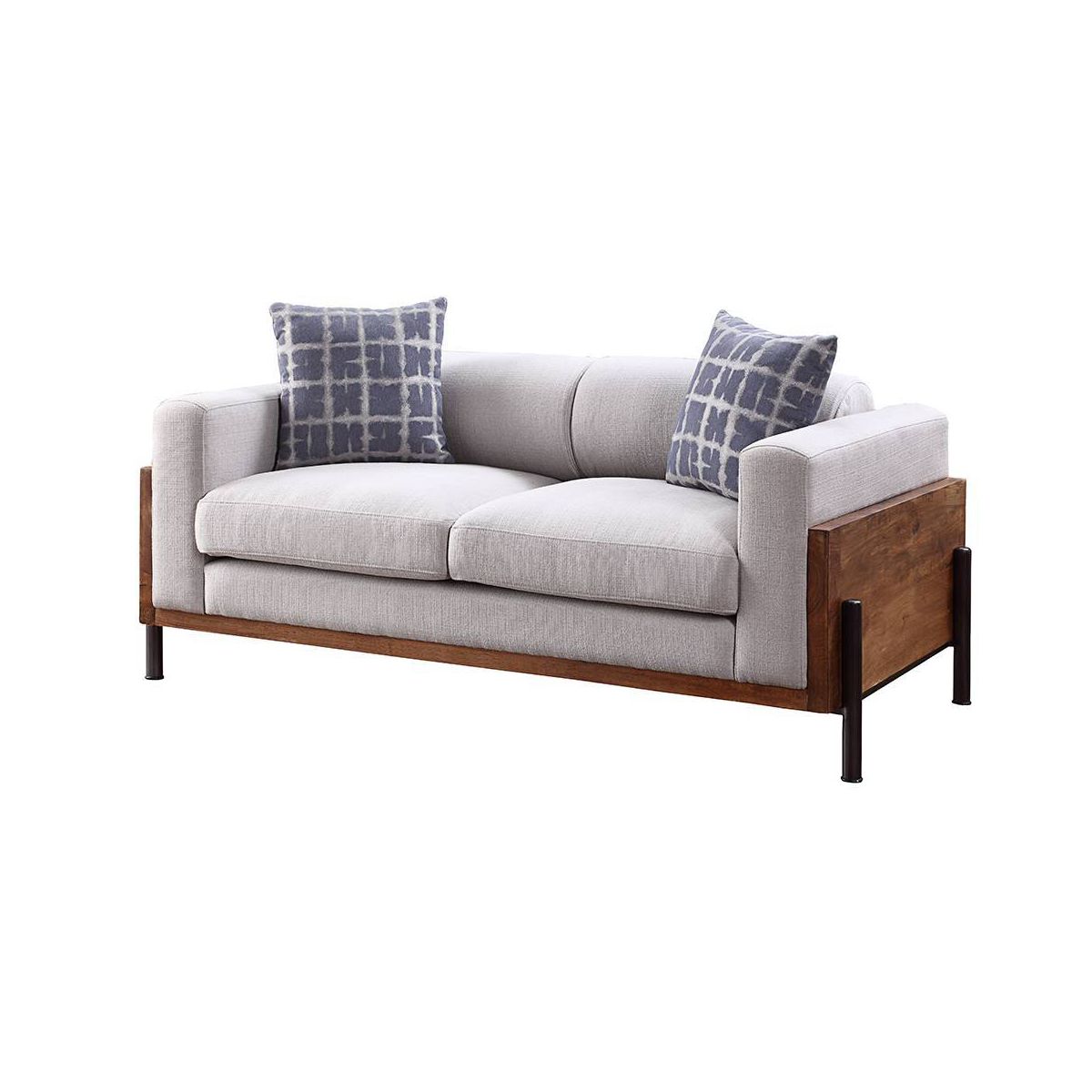 71" Pelton Sofa Fabric and Walnut - Acme Furniture: Elegant Loveseat with 2 Pillows - thumbnail 8