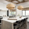 Dewdrop Boho Pendant Light, Handmade Double Layer Natural Raffia Chandelier with Gold Chain for Dining Room Kitchen - 4 of 4