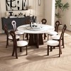 KWPZQEB 59" Round Marble Dining Table with Rotating Tray, Modern Sintered Stone Dining Table w/ Wood Walnut Base for Dining Room, Kitchen - 3 of 4