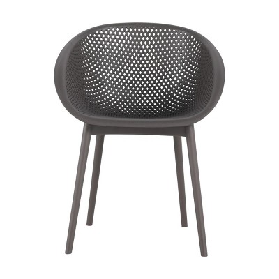 GlasFlength Accent Chairs Modern Stackable Lounge Chairs All Weather Construction For Indoor Outdoor Spaces, Gray, 23.23"*23.23"*30.91"