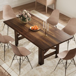 Dining Table for 6-8, Long Wooden Kitchen Table with Sturdy Triangular Legs, Farmhouse Large Dining Room Table - 1 of 4