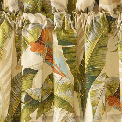 Tropical Green and Beige Cotton Valance