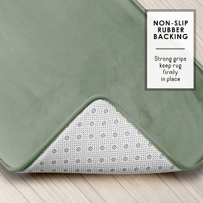 Sage Green Velvet Memory Foam Contour Bath Rug, 20 x 24