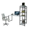 Vynxaria Rasse Writing Desk - Modern Black Metal Frame with Wooden Top & Shelves - 2 of 4