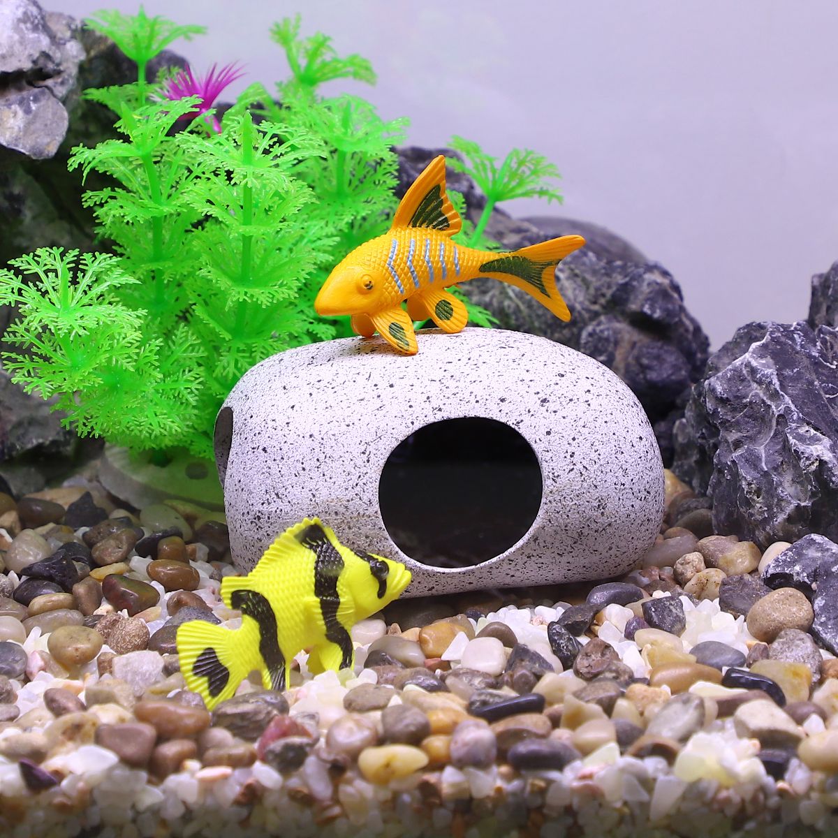 Unique Bargains Ceramic Aquarium Hideaway Rock Cave Fish Tank Decoration Gray 3.66''x2.60''x2.05'' - thumbnail 6