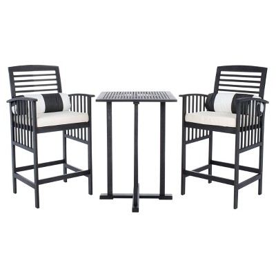 Pate 3pc Bistro Set - Black/Beige - Safavieh