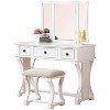 Vynxaria Unique Modern Bedroom Vanity Set with Stool - Cherry Finish, Foldable Mirror - 4 of 4