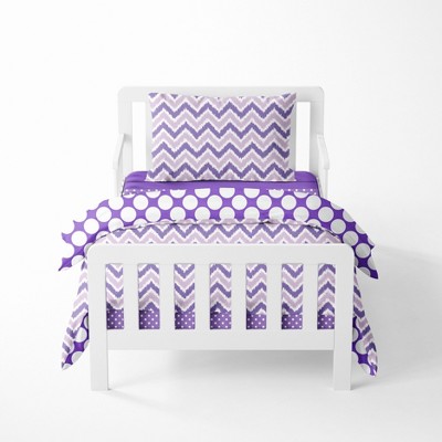 Bacati - Mix N Match Purple 4 pc Cotton Toddler Bedding Set
