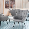 Yaheetech Set of 2 Mid-century Tufted High Back Faux Leather Accent Chair with Wood-tone Metal Leg for Living Room Bedroom Apartment - 2 of 4