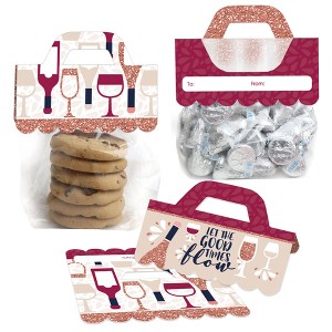 Big Dot of Happiness But First, Wine DIY Wine Tasting Party Clear Goodie Favor Bag Labels Candy Bags with Toppers Set of 24 - 1 of 4
