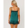 Allegra K Women's Satin Solid Lace Trim Cami Tops with Shorts Lounge Sleepwear Pajama Set - 3 of 4
