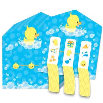 Big Dot of Happiness Ducky Duck - Baby Shower or Birthday Party Game Pickle Cards - Pull Tabs 3-in-a-Row - Set of 12