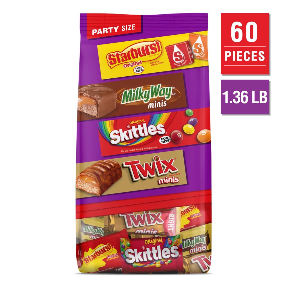 Twix, Skittles, Starburst, & Milky Way Variety Candy Assortment, Party Size - 21.82oz Bulk Bag