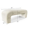 47" Modern Boucle Upholstered Waterfall Bench, Cream Entryway or Bedroom Bench with Soft Curved Design & Solid Wood Frame-Maison Boucle - 4 of 4