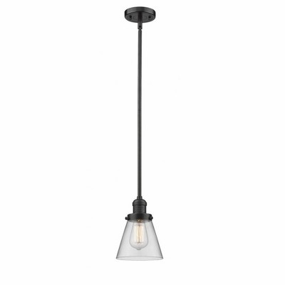 Cone - 1 Light Stem Hung Mini Pendant In Industrial Style-8 Inches Tall and 6 Inches Wide