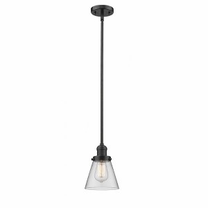 Cone - 1 Light Stem Hung Mini Pendant In Industrial Style-8 Inches Tall and 6 Inches Wide - 1 of 1
