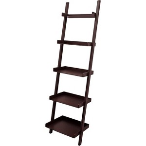 Kiera Grace 18"x67" 5-Tier Hadfield Leaning Shelf Espresso: Traditional Style, MDF Composite, Metal Hardware, No Assembly Required - 1 of 4