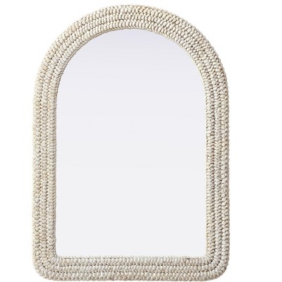 Elegant Lighting Arch Cornhusk Mirror 30x42 in Linen White