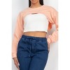Slickblue Women's 2-Piece Ribbed Crop Top & Shrug Sweater Set, Sleeveless Scoop Neck, Light Peach, Size S-L - 4 of 4