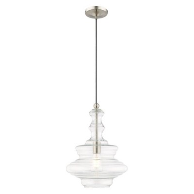 Livex Lighting Art Glass 1 - Light Pendant in  Brushed Nickel