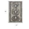 Gray and Ivory Abstract Power Loom Worn Faded Area Rug - 3 of 4