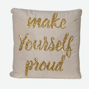Proud Script Oversize Square Throw Pillow Ivory - Décor Therapy