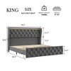 Queen Size Platform Bed Frame, Velvet Upholstered Bed with Deep Button Tufted & Wingback Headboard and 4 Storage Drawers - 2 of 4
