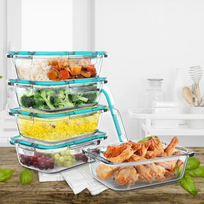 Hastings Home Glass Food Storage Containers With Snap Shut Lids - Clear, 10-pc