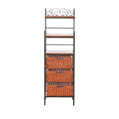 shelving unit with baskets