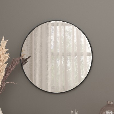 Monaco 26" Round Sleek Black Metal Framed Accent Mirror