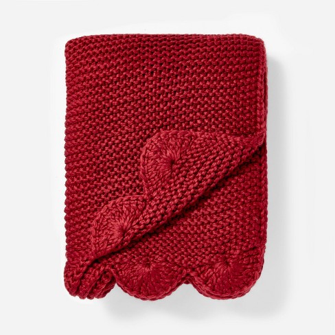 Knit Scalloped Edge Throw Blanket Red Threshold Designed With Studio Mcgee Target