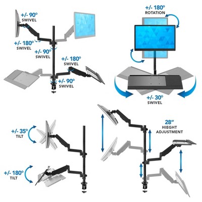 Mount-it Mount-It Full Motion Height Adjustable Sit Stand Monitor Desk Mount | Fits Up to 32" Screens
