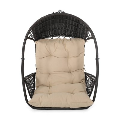 Greystone Indoor/Outdoor Wicker Hanging Chair with 8' Chain - Brown/Tan - Christopher Knight Home