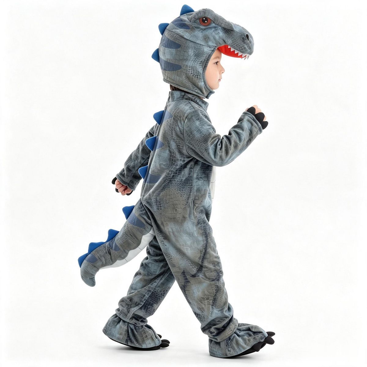 Joyfy Halloween Costume Dinosaur Jumpsuit for Kid, T-Rex Outfit with 3D Hood, Tail & Egg –Animal Suit for Boys Girls Dress Up Party - thumbnail 3