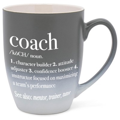 Elanze Designs Coach Definition Two Toned Ombre Matte Grey and White 12 ounce Ceramic Stoneware Coffee Cup Mug