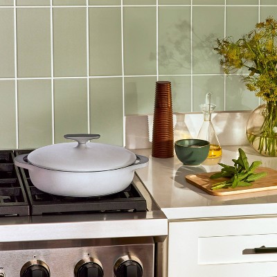 Midnight Blue Enameled Cast Iron Braiser with Lid, 3.5 Qt