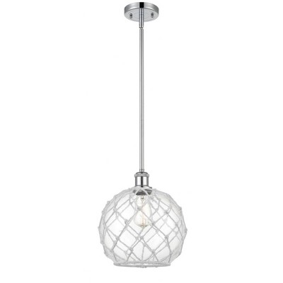 Farmhouse Rope - 1 Light Stem Hung Mini Pendant In Industrial Style-13 Inches Tall and 10 Inches Wide
