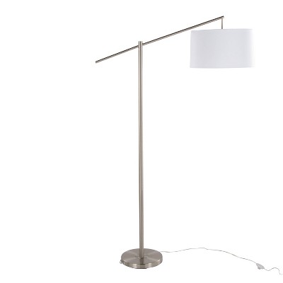 Grandview Gallery 69" Task Floor Lamp with Off-White Linen Shade and Brushed Nickel Body