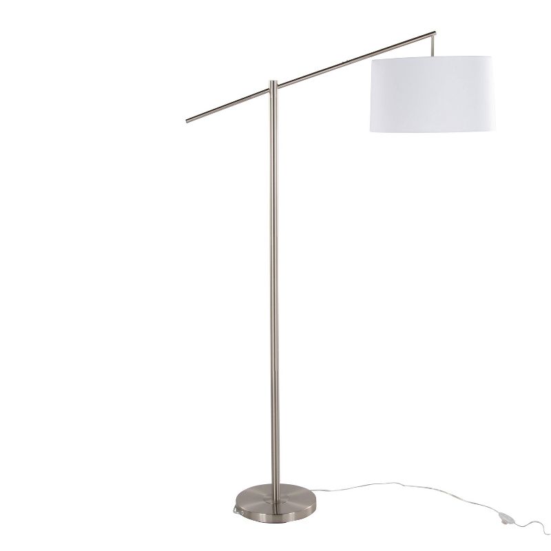 LumiSource Casper 69&#34; Contemporary Metal Floor Lamp in Brushed Nickel with Off-White Linen Shade from Grandview Gallery, 3 of 11